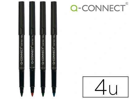 Q-Connect OHP Pen - Feutre Fin Permanent - Pointe Fine - Etui de 4