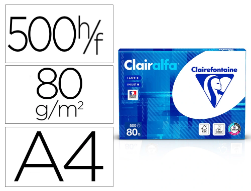 Clairefontaine CLAIRALFA - Ramette papier A4 - 80g/m² - Blanc - 500 feuilles format A4