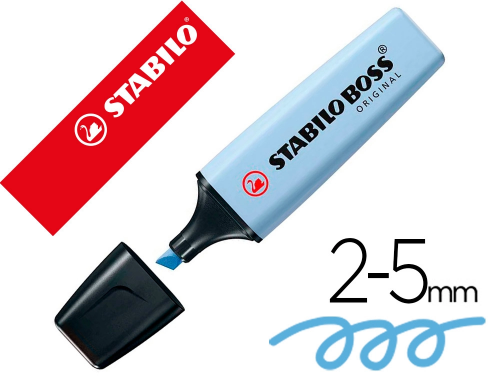 Stabilo Boss Pastel - Surligneur - Pointe Biseautée - Fraicheur de Bleu